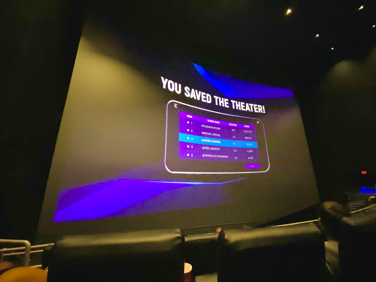 View from seat E40, IMAX (Auditorium 13) at AMC Lincoln Square 13