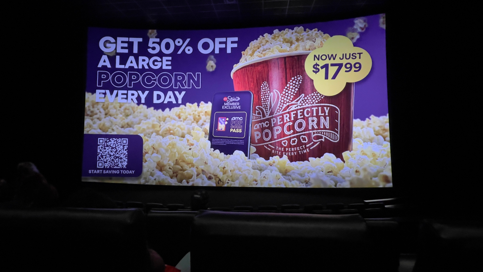 View from seat F7, IMAX (Auditorium 13) at AMC 34th Street 14