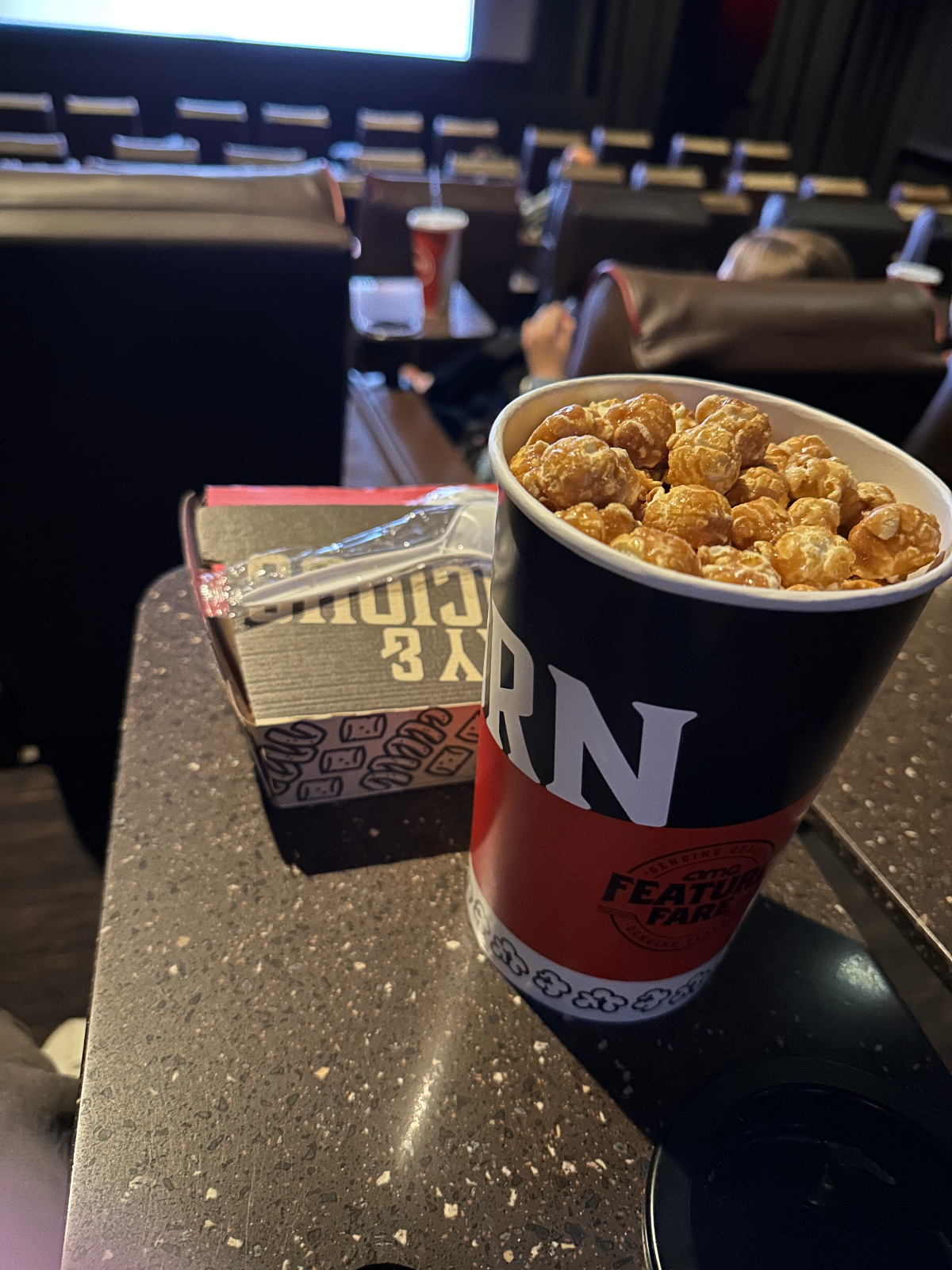 View from seat F9, Auditorium 5 at AMC 19th St. East 6